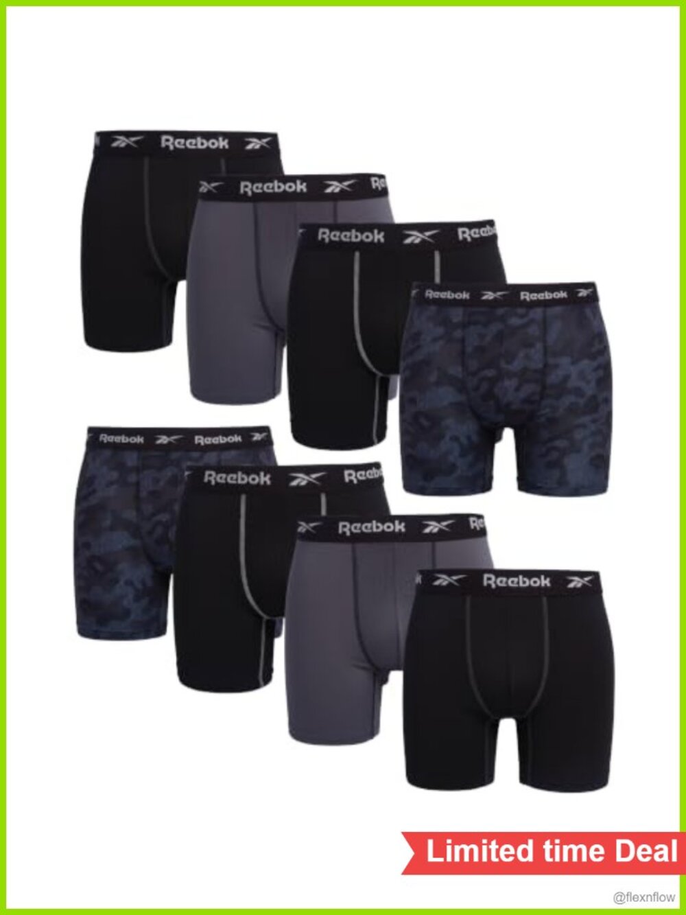 Mens Boxer Briefs 8 Pack Moisture Wicking Contour Pouch 6 Inseam